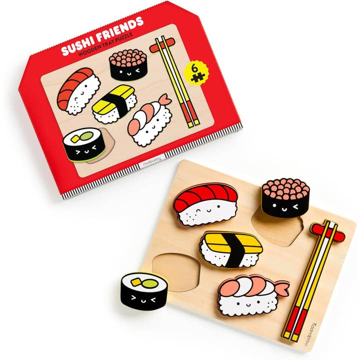 Chronicle Books - Wholesale Puzzle - Kids - Sushi Friends Wooden Tray Puzzle3