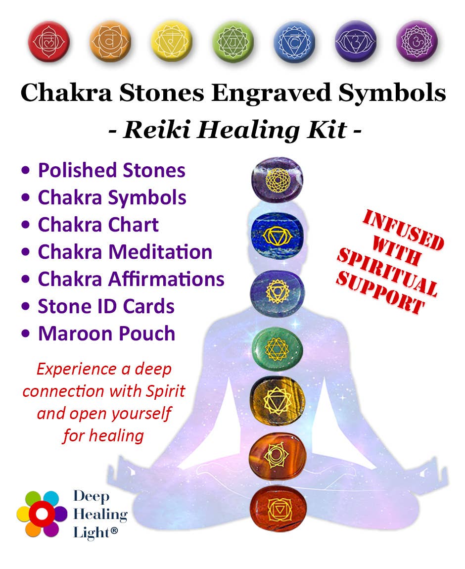 Deep Healing Light - Wholesale Spiritual Stone/Crystal - Chakra Stones, Engraved Symbols - Reiki Healing - Polished14