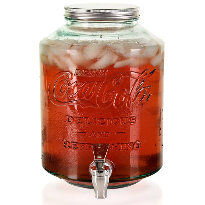 1.3 Gal Cola Glass Beverage Dispenser - 100% Recycled Glass for wholesale by Couronne Co.