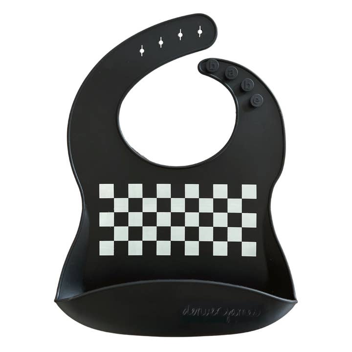Silicone Bib - Black Checkers for wholesale by Denver James