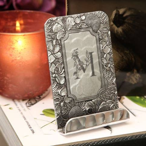 Floral Initial Phone Holder for wholesale by Wendell August