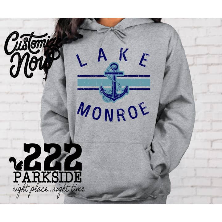 Custom Lake Anchor Hoodie (add your lake, harbor or marina) for wholesale by 222 PARKSIDE
