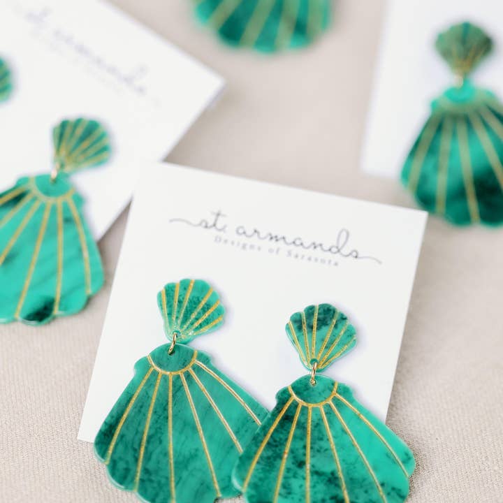 St Armands Designs of Sarasota - Wholesale Dangle Earrings - Turquoise Shell Statement Earrings2