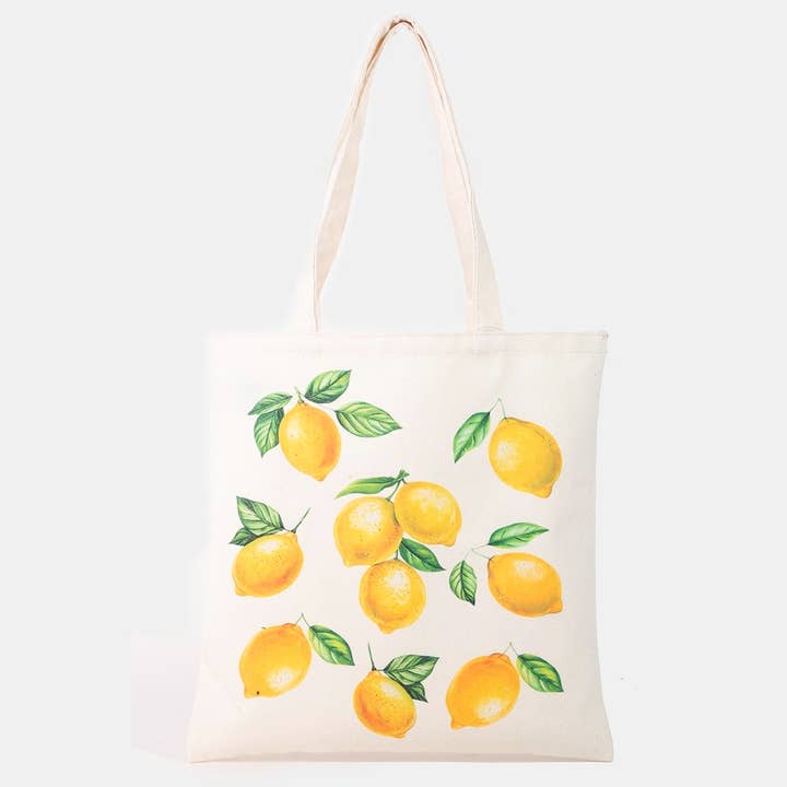 Lemon Print Tote Bag for wholesale by Collections by Fame Accessories