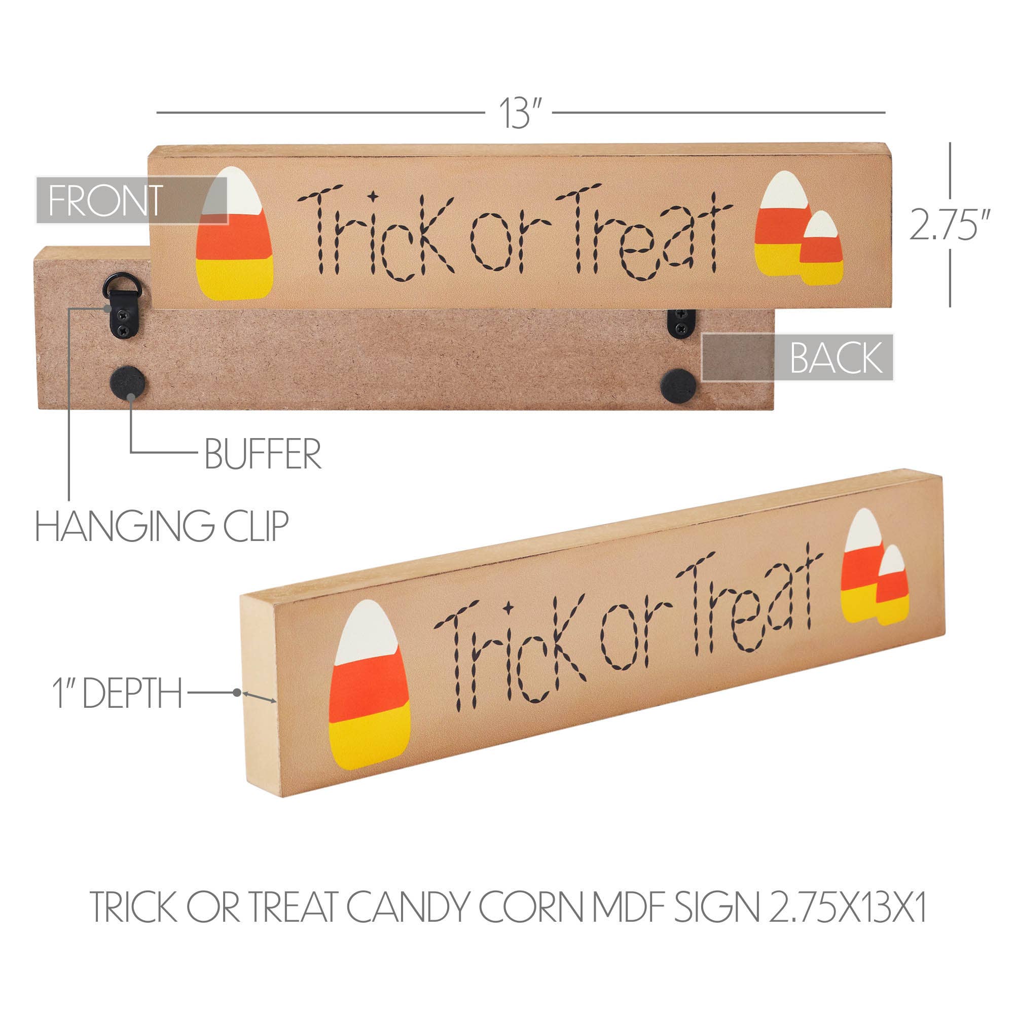 VHC Brands - Wholesale Sign - Halloween Trick or Treat Candy Corn MDF Wall Decor Sign Festive Fall Accent3