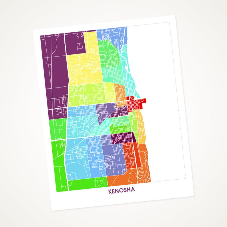 Juanita's Adventures - Wholesale Art Print - Juanitas Kenosha Map Print0