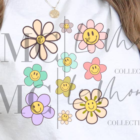 Floral Retro Smiley Face Sublimation Transfer, Mug Transfer for wholesale by Le Monge Collections, LLC