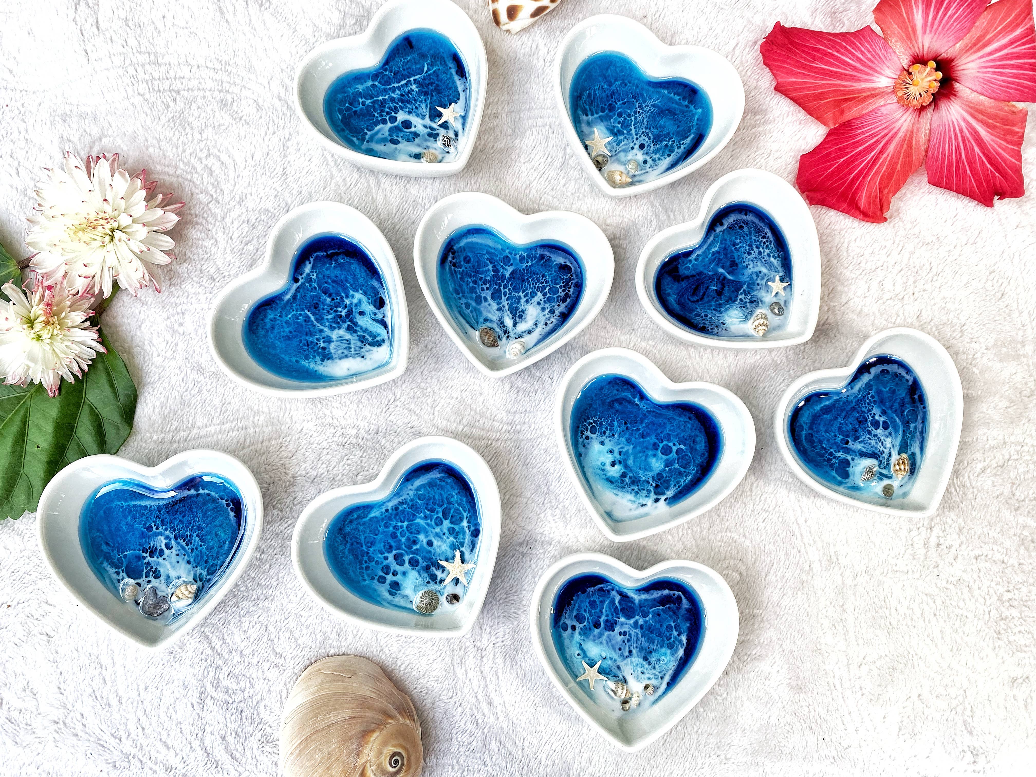 TBM Creations LLC – Großhandel Schmuckschalen – Hergestellt in Hawaii Ocean Schmuckschale, hergestellt auf Maui | Resin Heart3