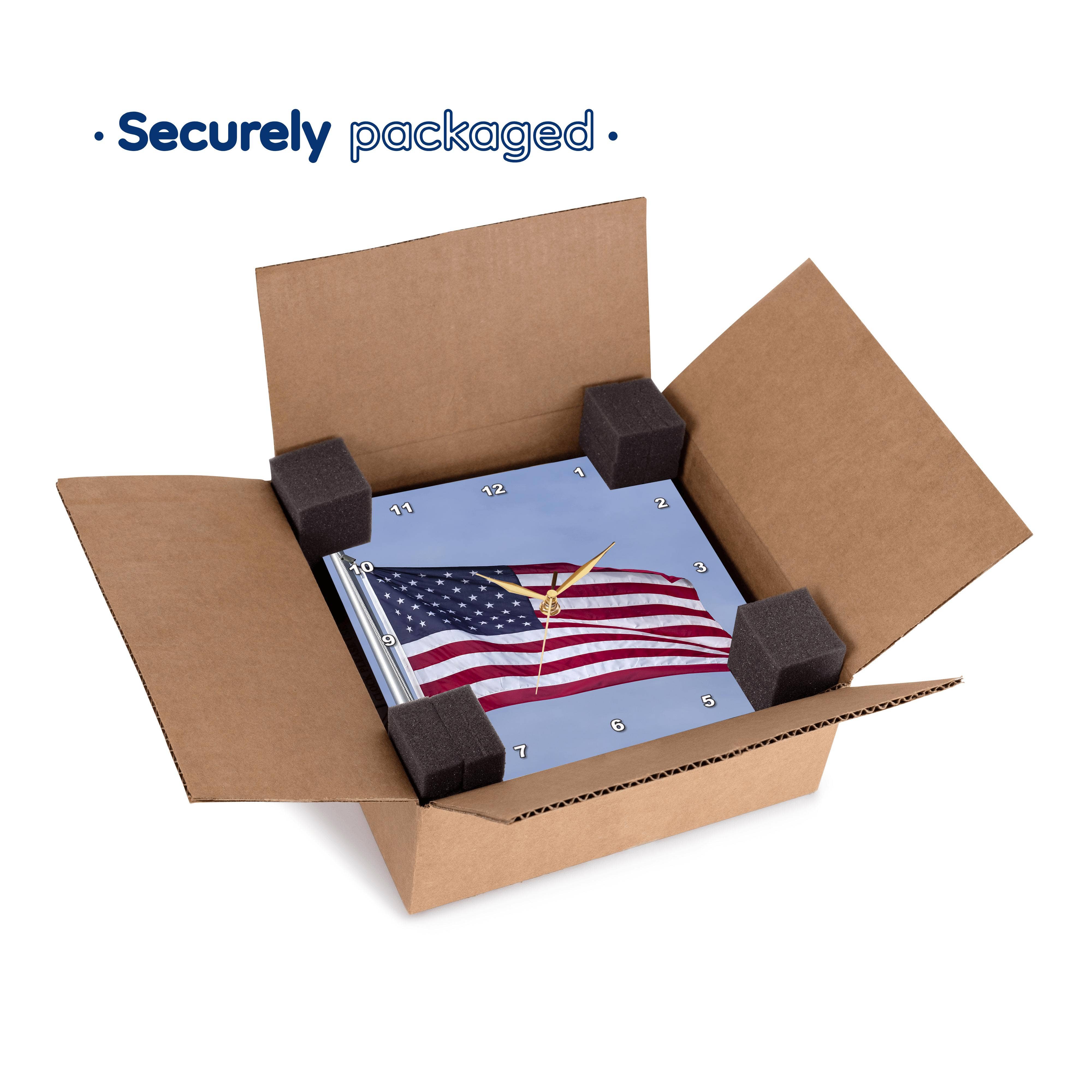 3dRose – Relógio de parede por atacado – 3dRose, imagem da bandeira americana., Relógio de Parede6