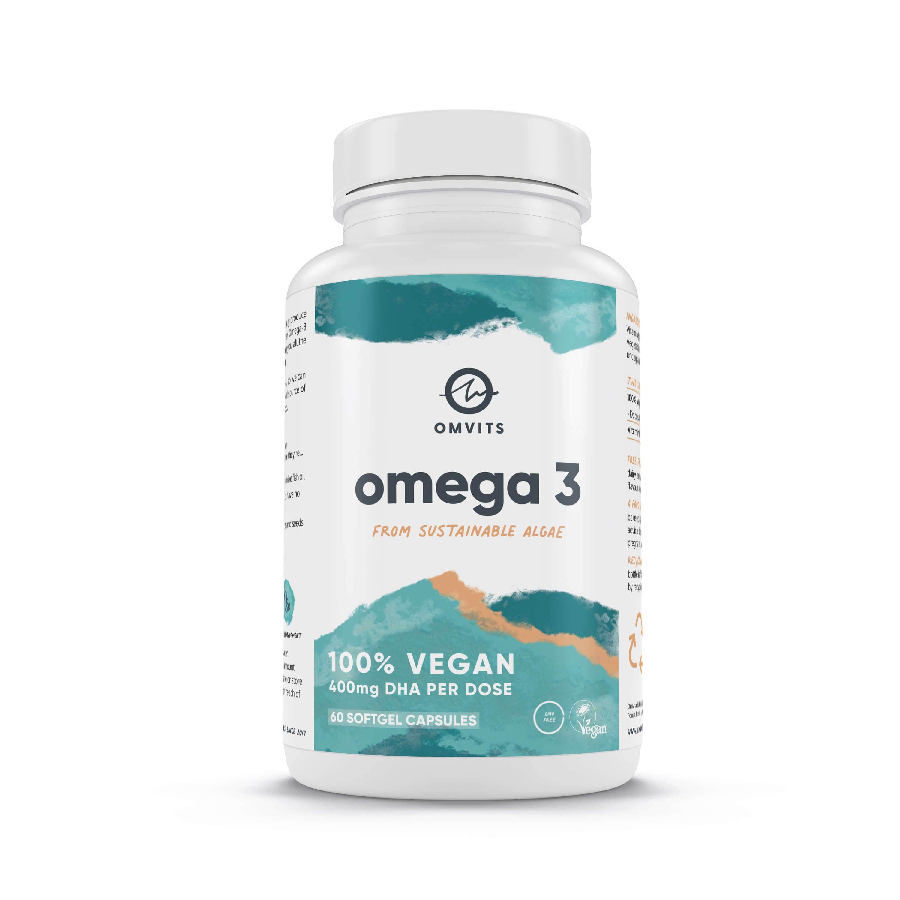 Omvits - Vente Supplément oral/vitamine - Vegan Omega 3 DHA - 60 capsules d'huile d'algues