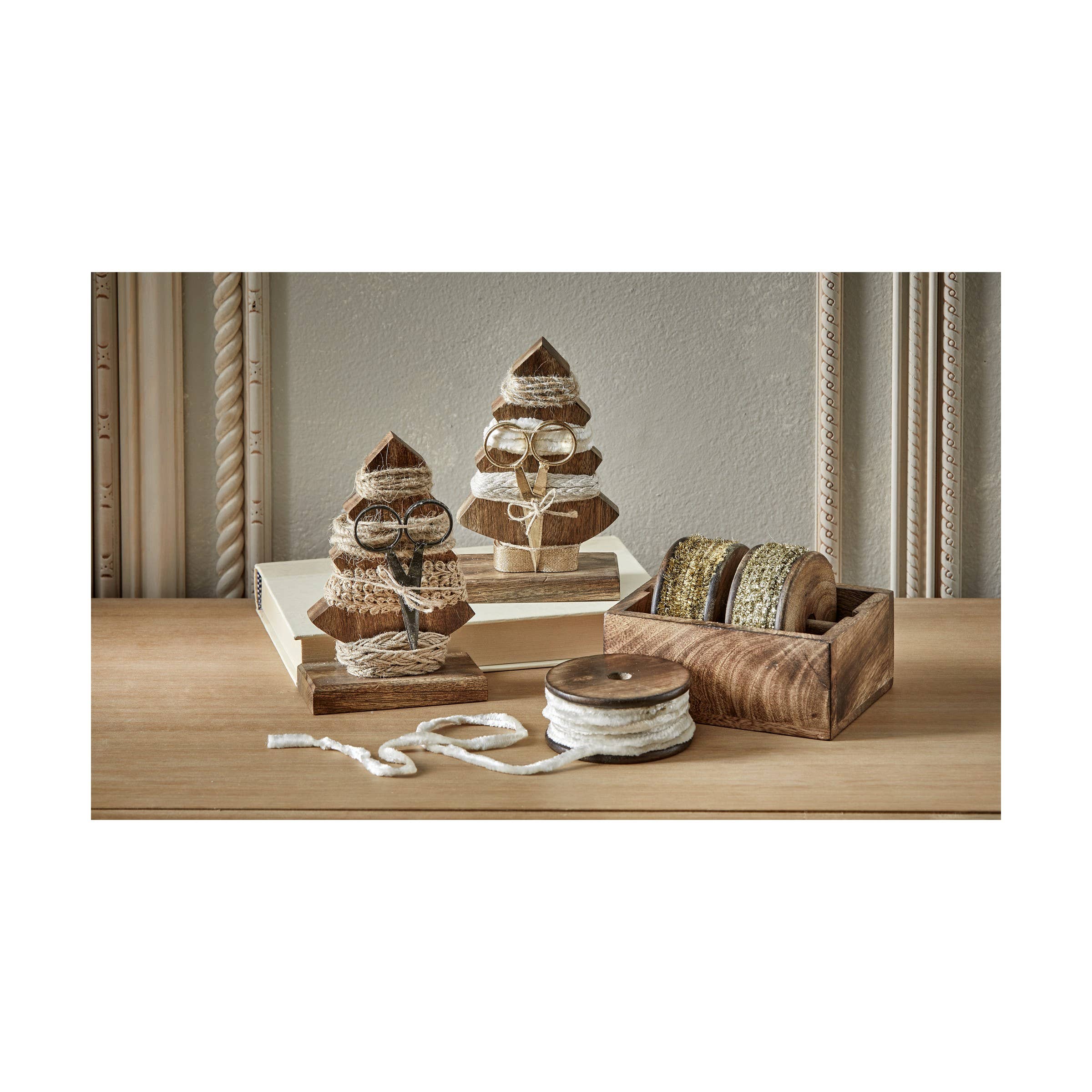 tag - Wholesale Ribbon - Gift Wrapping - Tree Ribbon Set of 4 & Scissor Set Champagne Christmas1