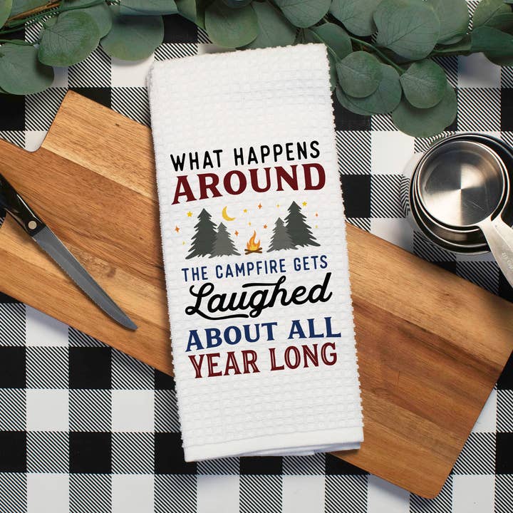Camper Kitchen Towel, Funny RV Camping Dish Towel, Tea Towel for wholesale by Canary Road