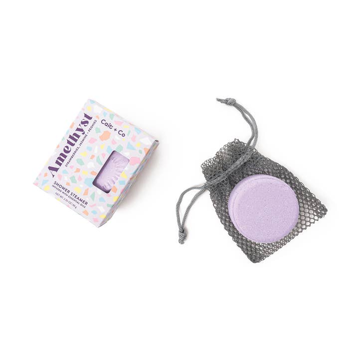 Gem Shower Steamer - Amethyst for wholesale by Cait + Co