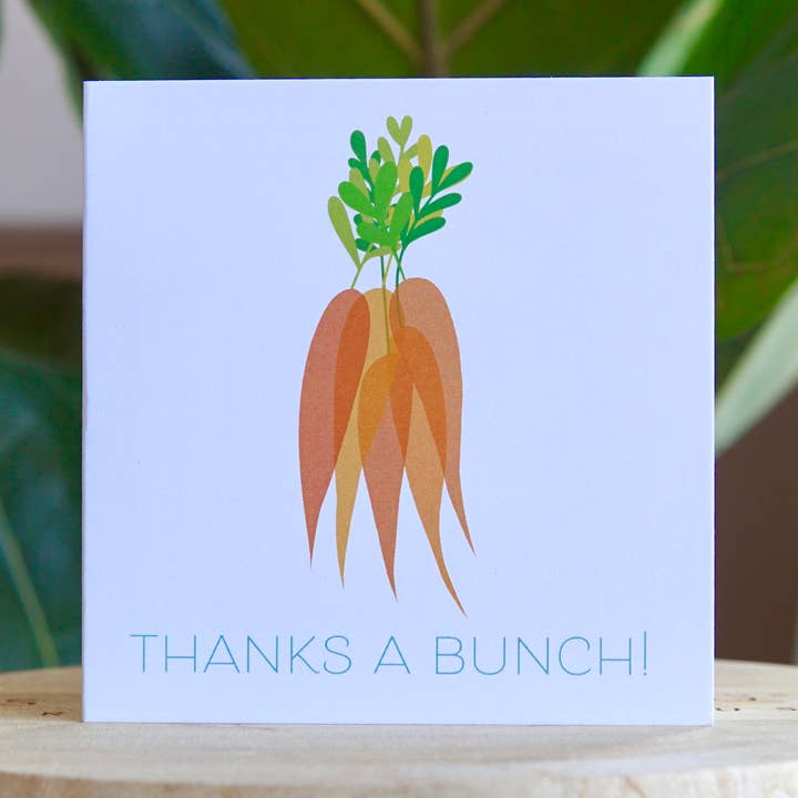 Thanks A Bunch (of Carrots) Greeting Card for wholesale by The Forgetful Collective