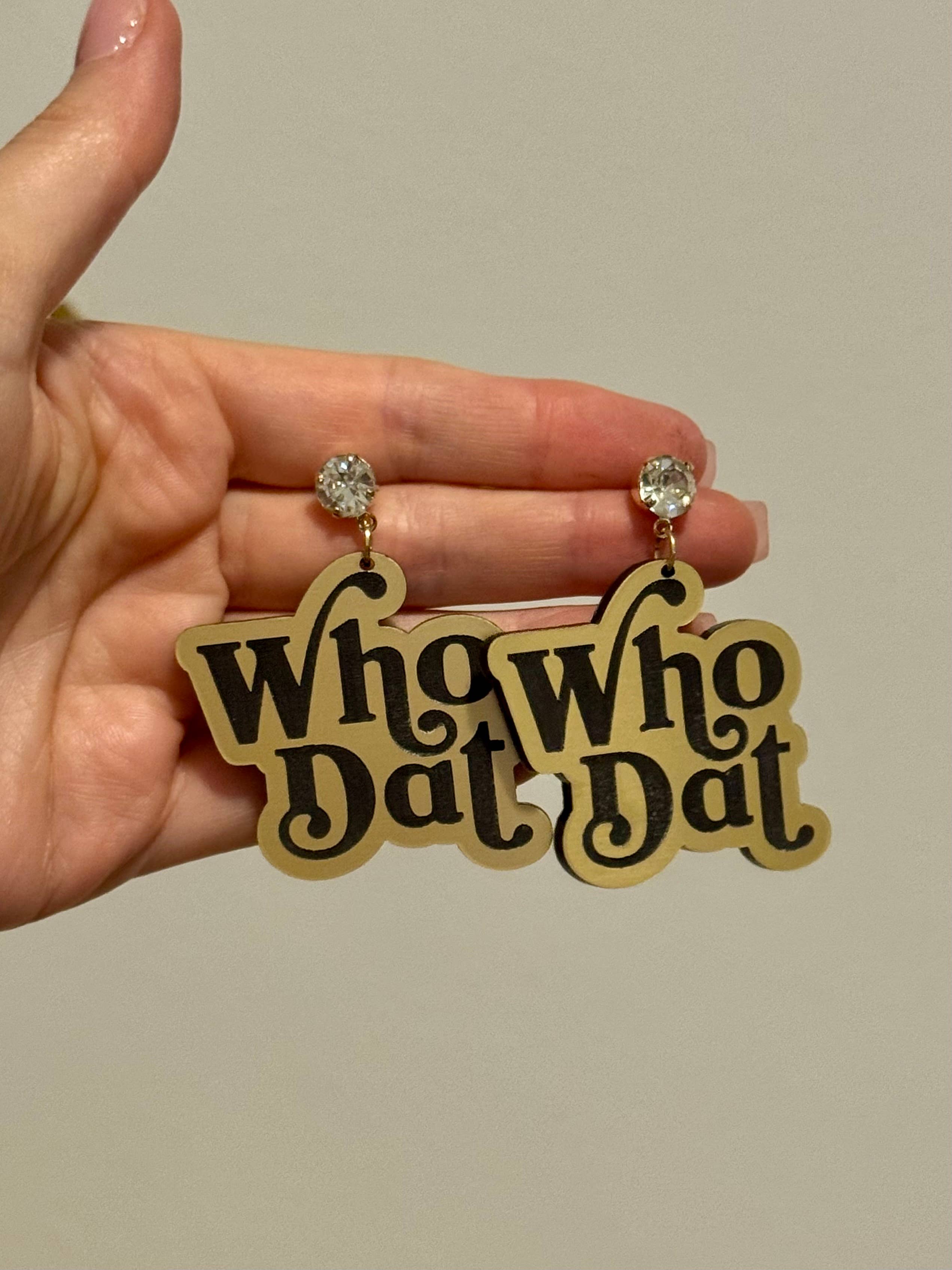 Louie Love - Wholesale Dangle Earrings - Black & Gold Saints Nola Football Gameday Acrylic Earrings4