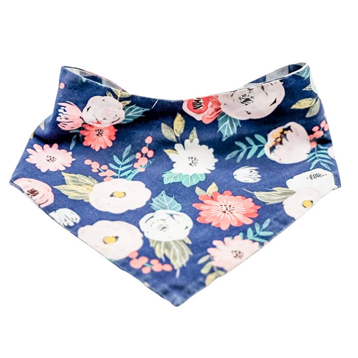 Navy Flowers Dog Bandana for wholesale by Three Paws