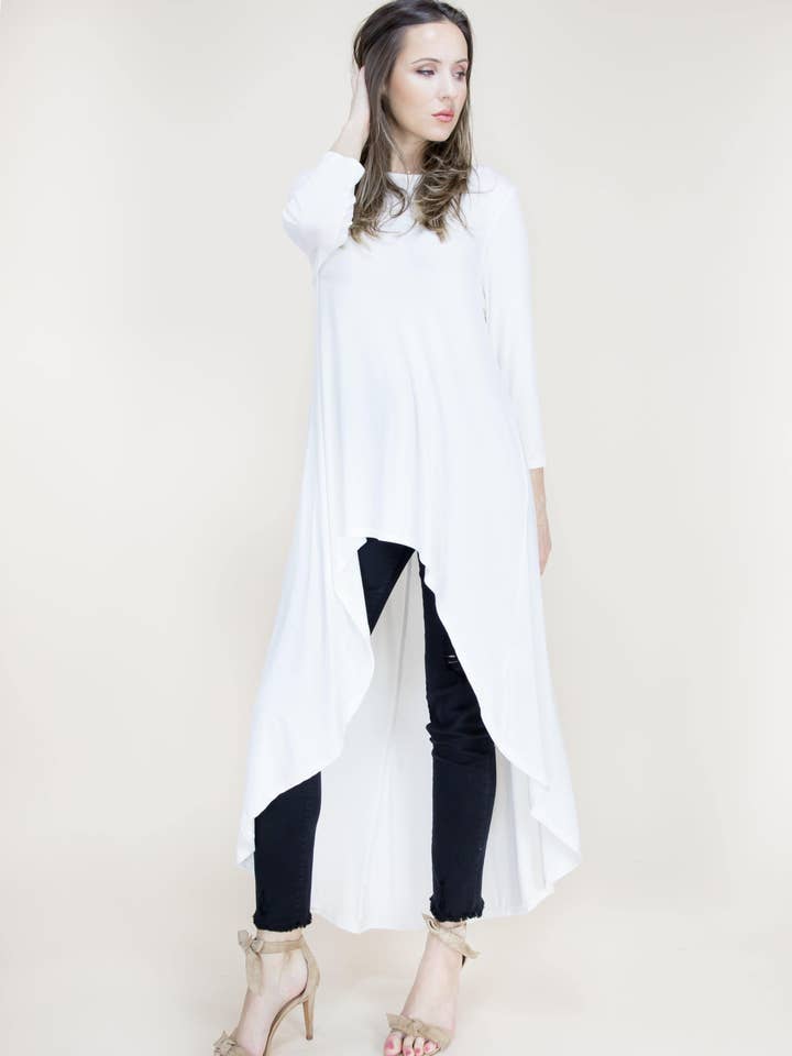 Robe maxi kaftan fendue à manches 3/4 col rond pour la vente par Original USA