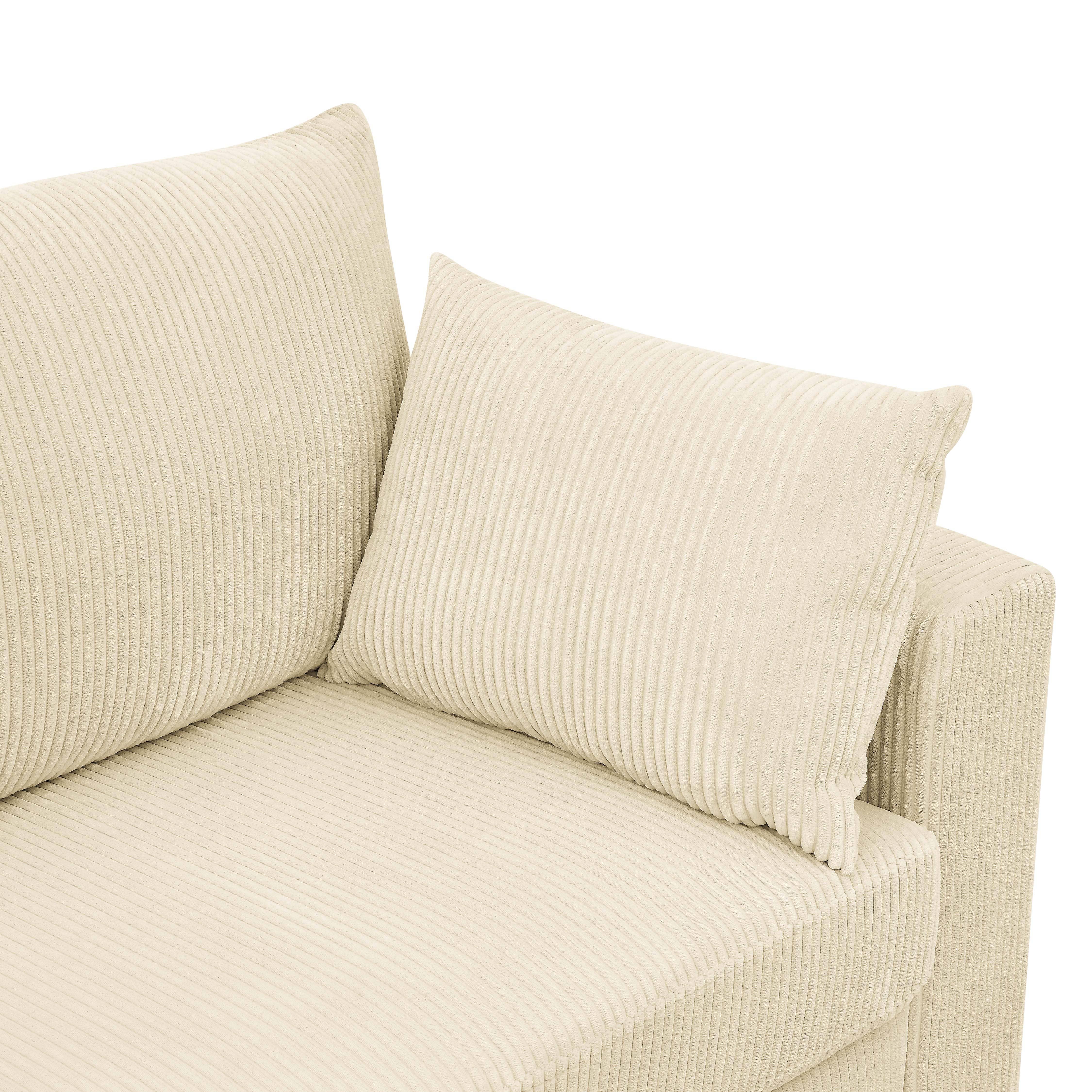 HOMYCASA DESIGN INC - Wholesale Sofa - Coastal Haven Corduroy Sofa with Deep Cushions Neutral Color6