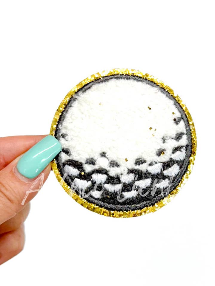 trucker hat patches 3” golf ball chenille glitter patch for wholesale by ABLNco