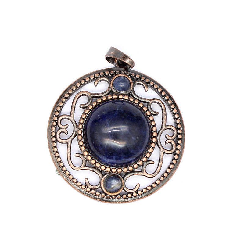 Mio Queena - Wholesale Individual Charm/Pendant - Vintage Natural Stone Hollow Circular Charm  Pendant - CS12