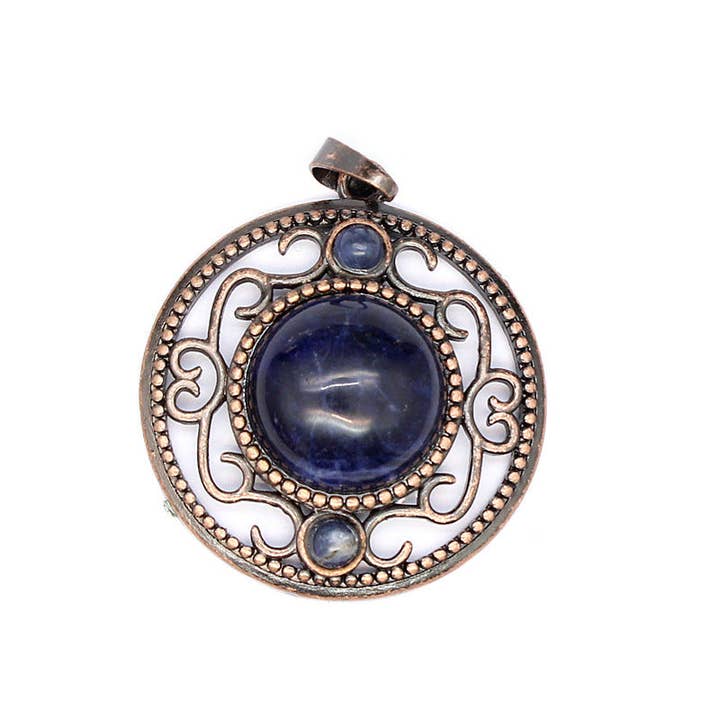 Mio Queena - Wholesale Individual Charm/Pendant - Vintage Natural Stone Hollow Circular Charm Pendant - CS12