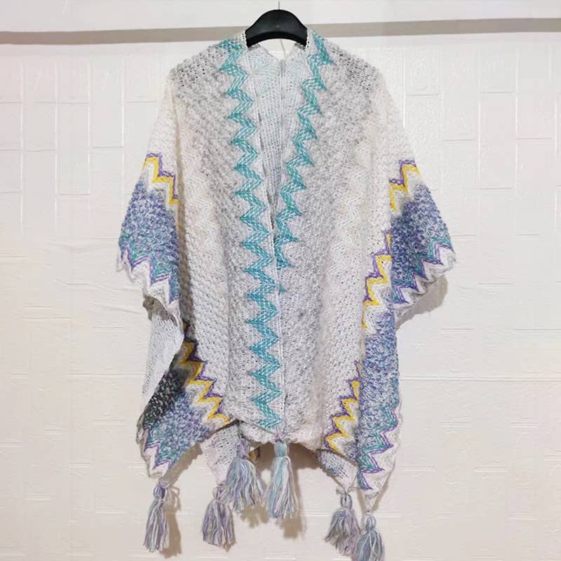 Rosa Clothing - Wholesale Kimono - Women's - Western Colorful Pop stripe Crochet Cardigan kimono shawl6