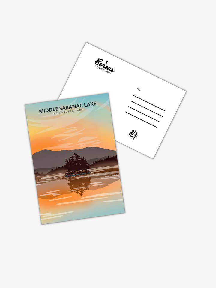 Carte Postale Middle Saranac Lake, Adirondacks pour la vente par Boreas Design Shop