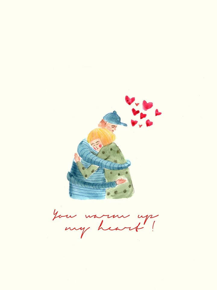 You Warm Up My Heart - Greetings Card for wholesale by Maria Zvaric Illustration