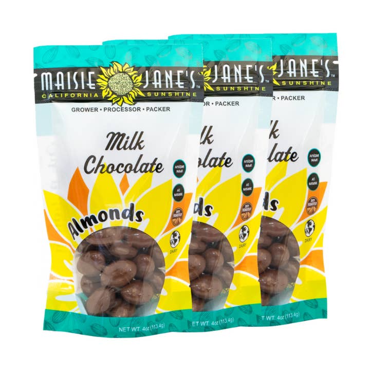 Milk Chocolate Almonds 4 oz. - Reclosable Pouch for wholesale by Maisie Jane’s