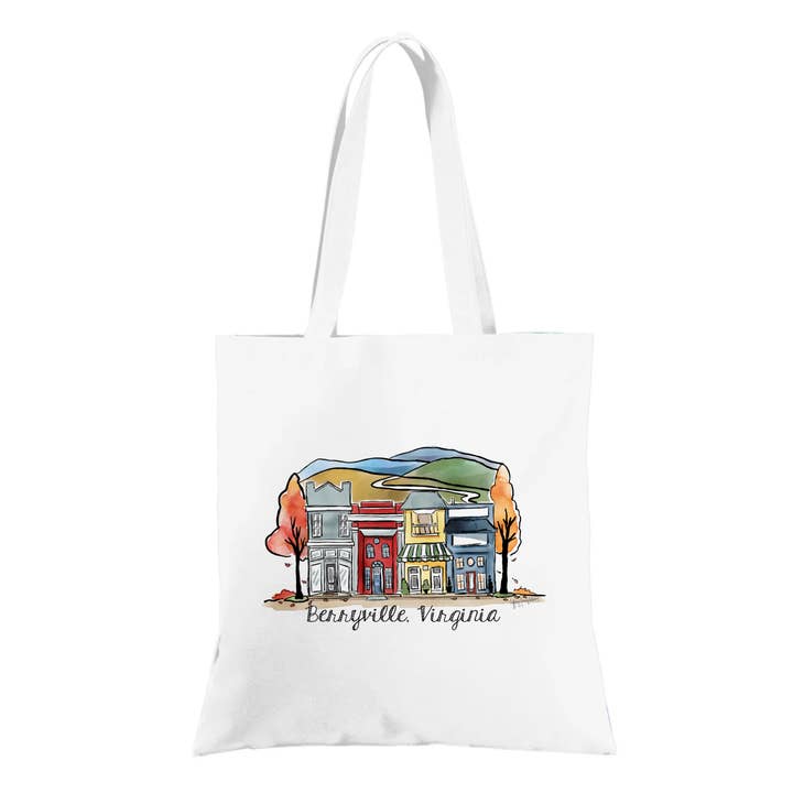 Mountain Town Tote Bag for wholesale by Sweetgum Studio