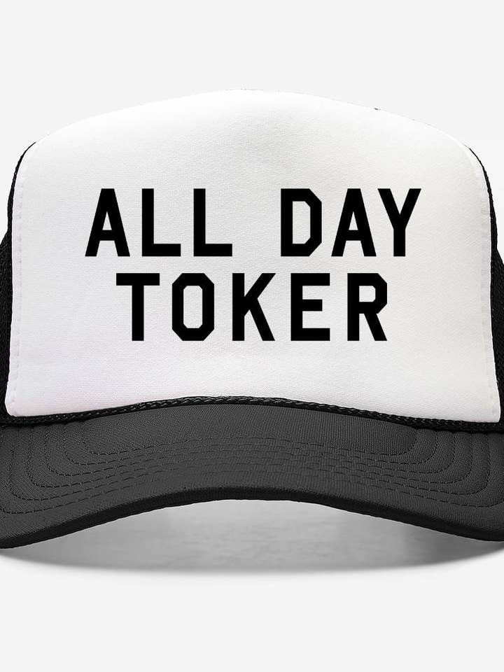 All Day Toker - trucker hat (black) for wholesale by Hardworking Stoner