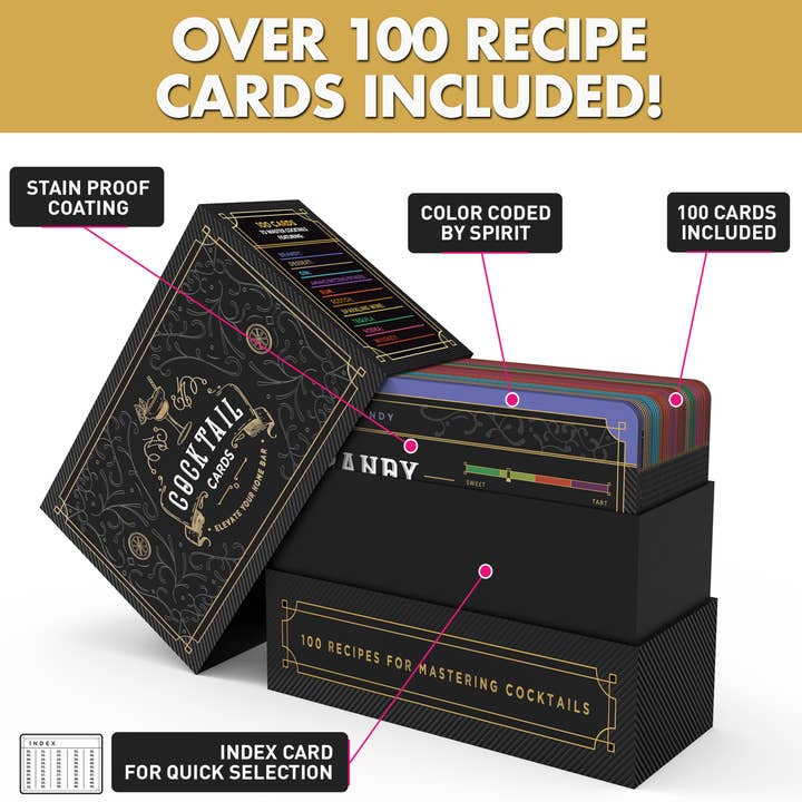 Cocktail Cards - Wholesale Card Game - Cocktail Cards - 100 Cocktail Flashcards