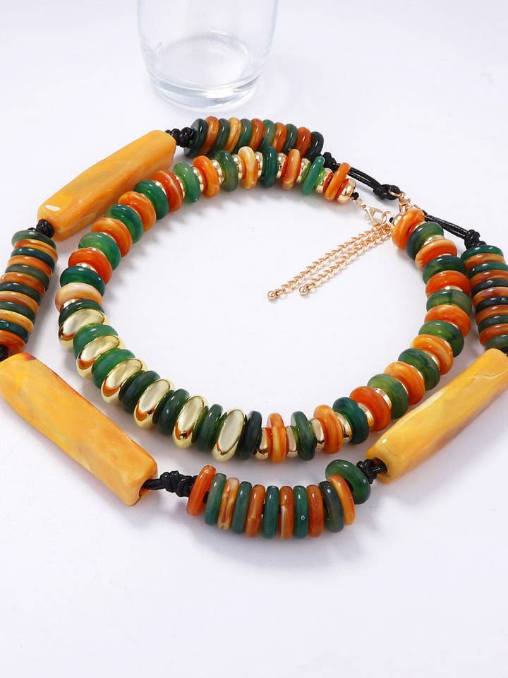 Collier en Perles Coloré en Couches Rétro DP26I645W pour la vente par Dipped Shop