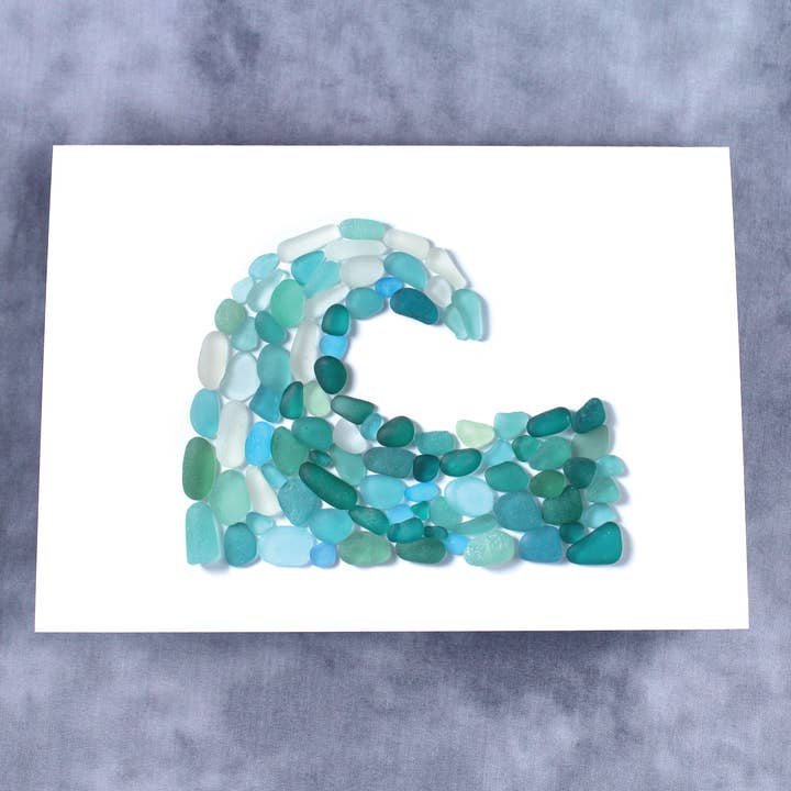 Beachcombing / Etched by the Sea - Wholesale Everyday Greeting Card - Sea Glass Aquamarine Wave Card1