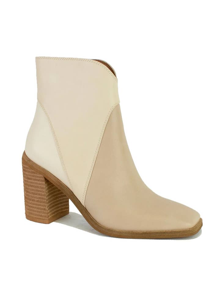 Mars Sky Shoes Wholesale - Wholesale Booties - Women's - Beast Fashion Women Stacked Leather Heel double tone Booties