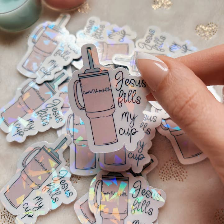 Jesus fills my cup sticker, Christian, God, Lord, Bible for wholesale by KSDESIGNS