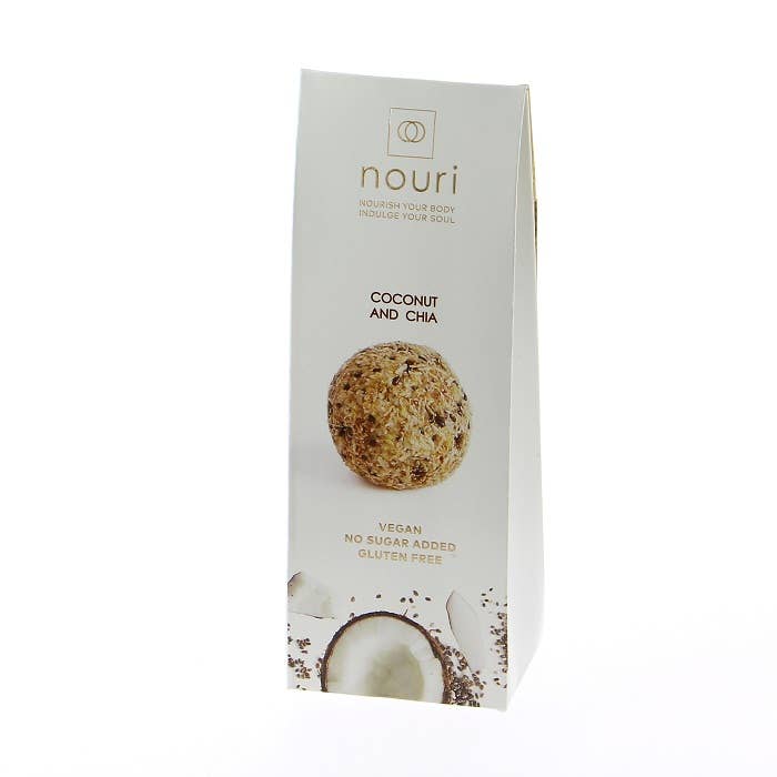 Noix de coco et chia (lot de 3 dans une boîte) pour la vente par Nouri truffles