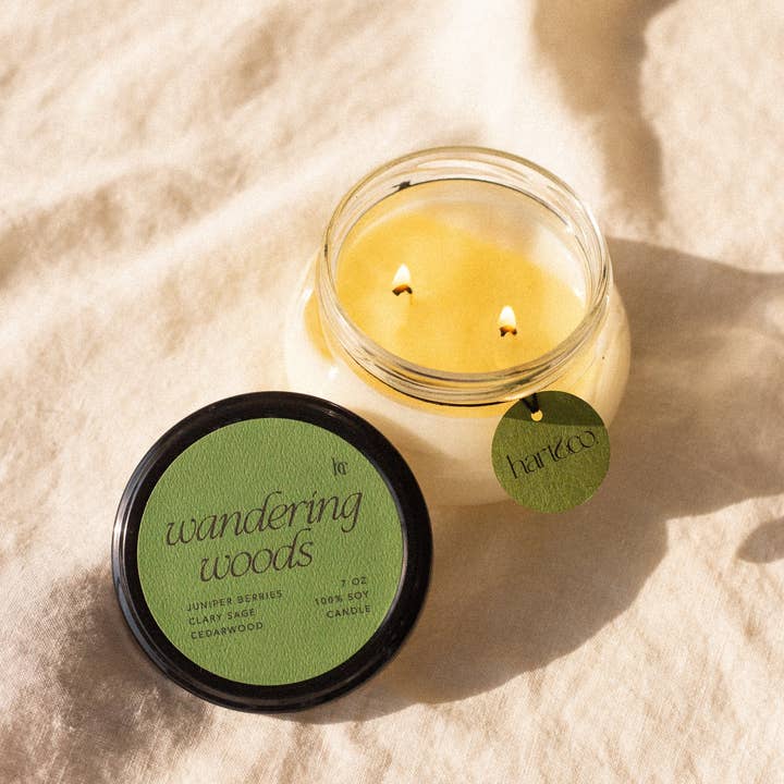 Simply Curated - Wholesale Jar/Filled Candle - Wandering Woods Double Cotton Wick Soy Candle 7oz