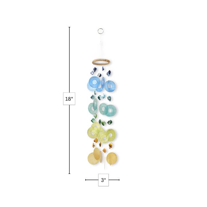 Om Gallery - Wholesale Wind Chime - Capiz Chime Round - Blue / Green4