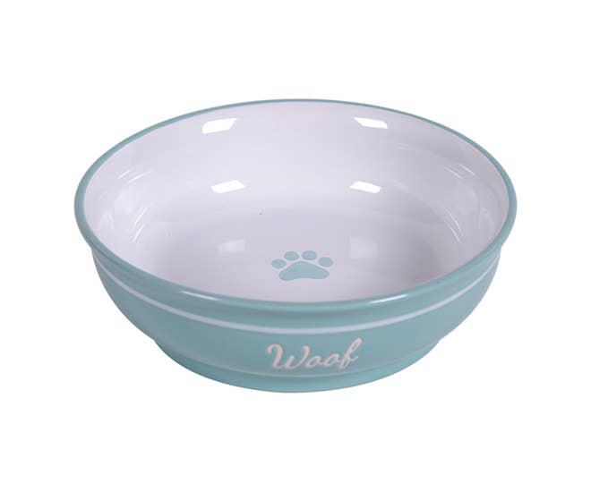 Blue Sky Clayworks – wholesale Husdjursskål - Katt och hund – Woof Pet Skål 6" Turkos