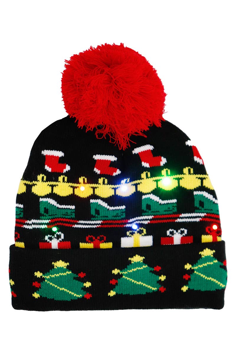 Cap Zone - Wholesale Beanie - Kids - Toddlers Christmas LED Light-Up Cuffed Beanie6