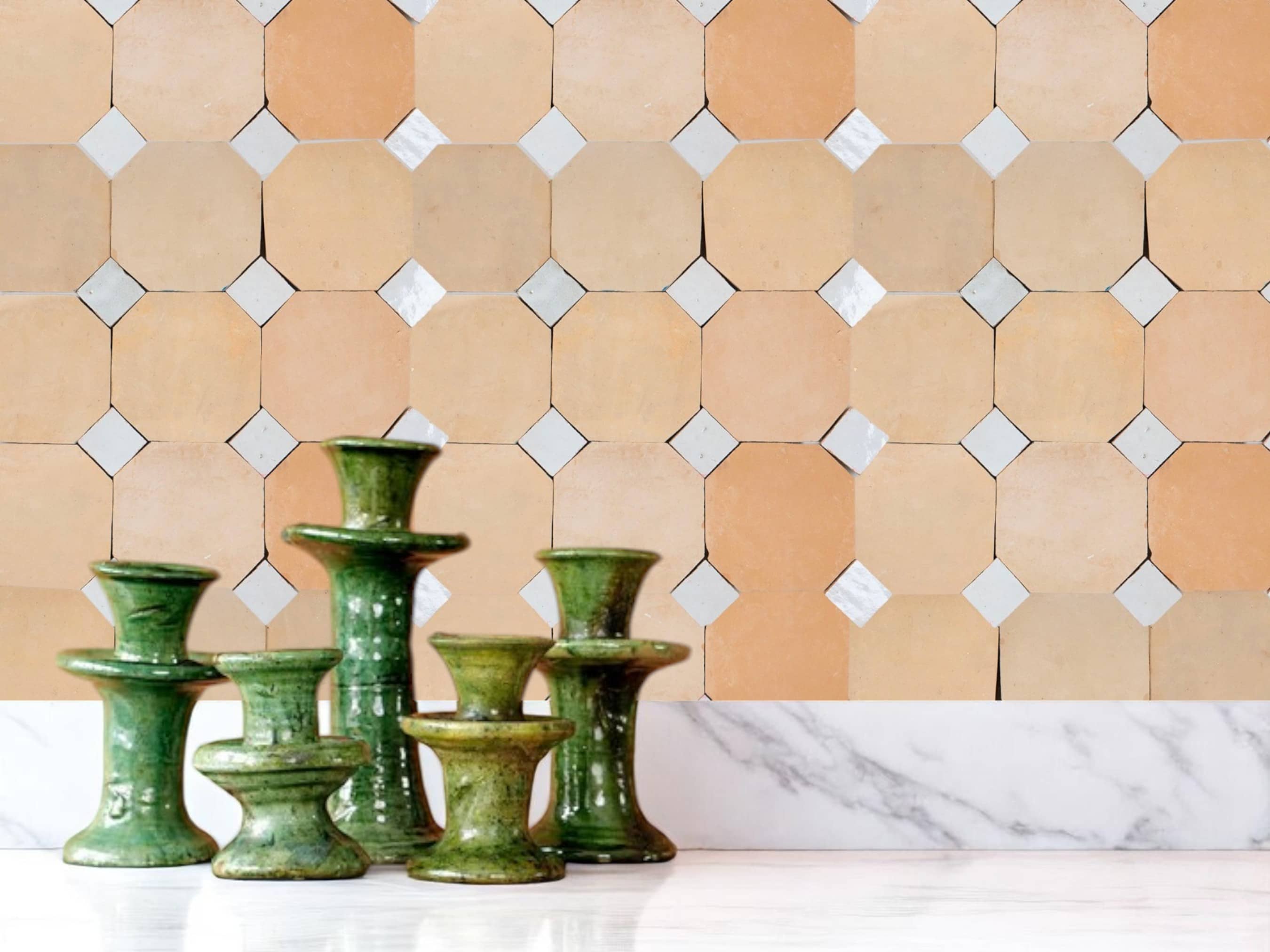 Moroccantastics - Wholesale Wall Tile - Handcrafted Natural & White Moroccan Zellige Tiles – Octagon & Bouchon Patterns4