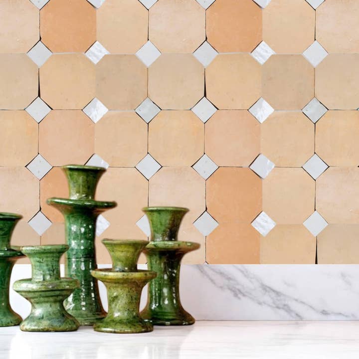 Moroccantastics - Wholesale Wall Tile - Handcrafted Natural & White Moroccan Zellige Tiles – Octagon & Bouchon Patterns4