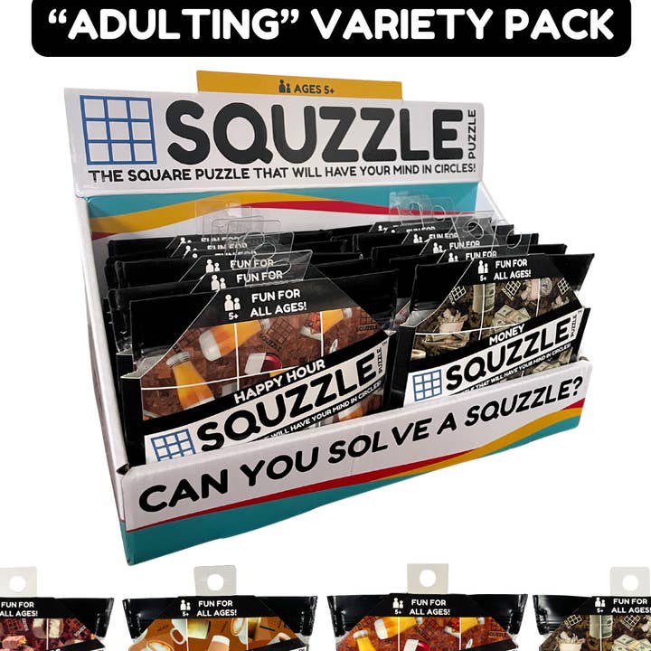 "Adulting" Squzzle Puzzles Variety Pack for wholesale by Fun Squared Games