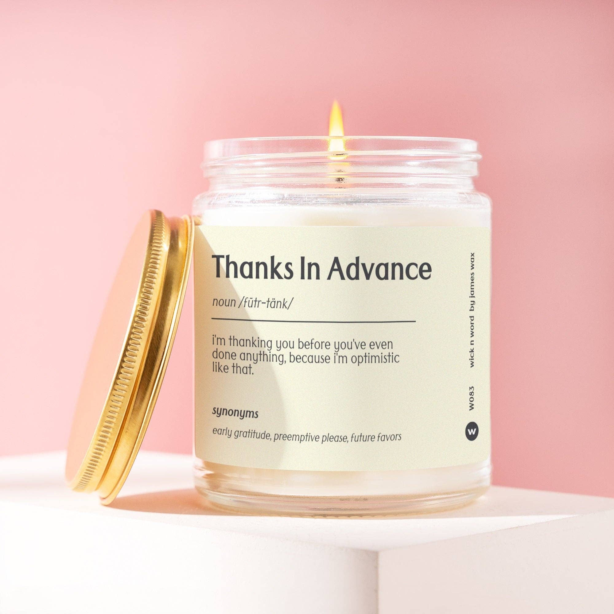Wick n Word - Wholesale Jar/Filled Candle - Personalized Coworker Gift "Thanks In Advance" Definition Candle Gift For Appreciation Funny Surprise Gift Holiday Gift W083