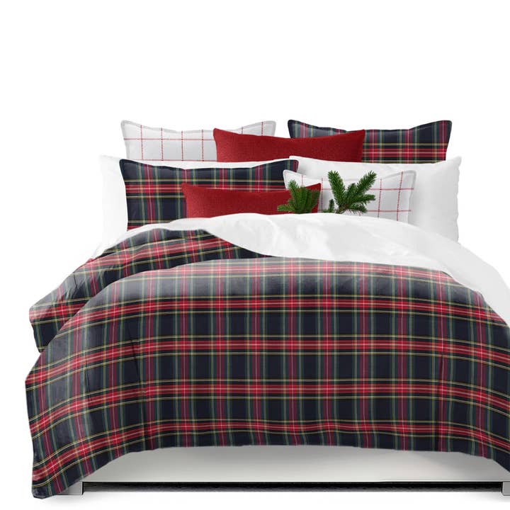 Royal Plaid Navy Coverlet & Pillow Sham Set for wholesale by 6ix Tailors Fine Linens
