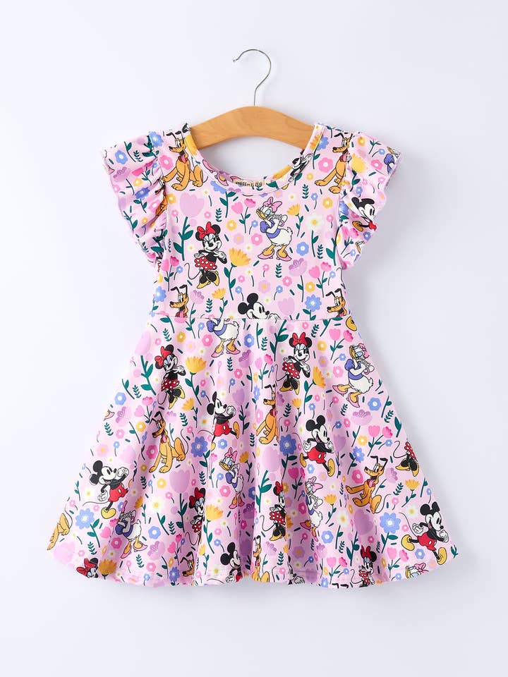 Easter Characters Floral Print Purple Girls' Dress for wholesale by Rylee Faith Designs