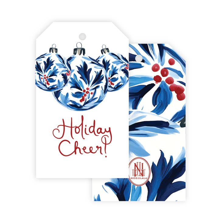 Ornament Gift Tag, Red and Blue for wholesale by Nico and Lala