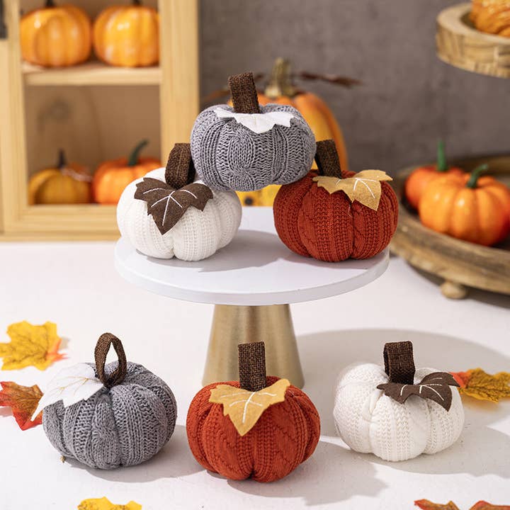 Cozy Autumn Knit Pumpkin Hanging Decorations for wholesale by Tourtiwi