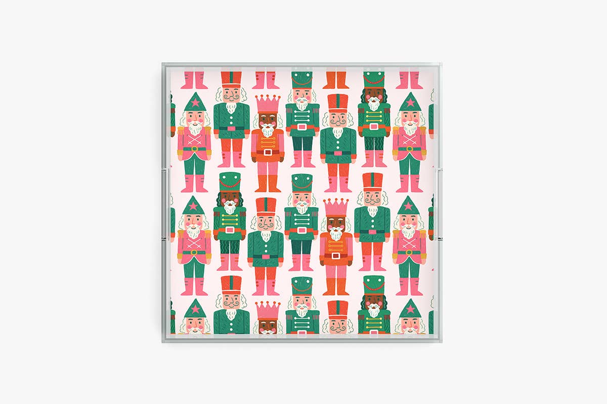 Clairebella Personalized Gifts & Pillows - Wholesale Decorative Tray - Christmas Nutcrackers | Acrylic Tray | Holiday Serving Tray